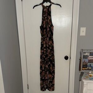 American eagle outfitters- Floral Halter Maxi Dress - Black and Pink